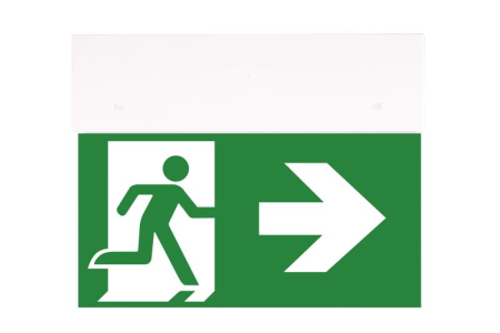 centrala de baterii - Lampa iluminat evacuare directional pentru centrala de baterii, alba, aparenta, 2W, mentinut, test prin centrala de baterii, IP20,  Intelight 91580