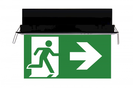 Lampa iluminat evacuare directional pentru centrala de baterii, neagra, aparenta, 3 ore, 1.5W, nementinut, test prin centrala de baterii, IP20,  Intelight 90184 [3]