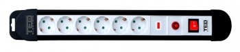Instalatii electrice - Prelungitor electric cu 6 prize cu impamantare, cu buton si protectie