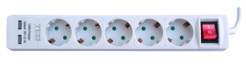 Instalatii electrice - Prelungitor electric cu 6 prize cu impamantare, cu buton si USB