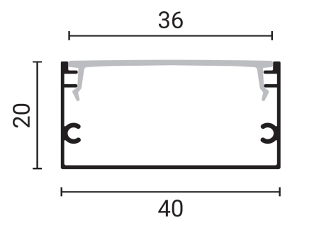 Profil aluminiu banda led 2m, 40x20mm, Corp negru/Capac negru, Optonica 5120 [1]