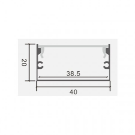 Profil aluminiu banda led 2m, 40x20mm, argintiu, Optonica 5121 [1]