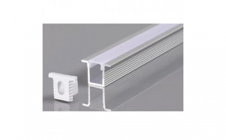 profile led - Profil aluminiu banda led 2m, cu aripioare, 12.4x9mm, Corp argintiu/Capac alb, Optonica 5141