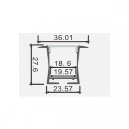 Profil aluminiu banda led 2m, cu aripioare, 36x23.5mm, argintiu, Optonica 5130 [1]