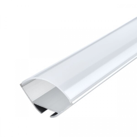 profile led - Profil aluminiu banda led 2m, de colt, argintiu, cu dispersor alb, Optonica 5110