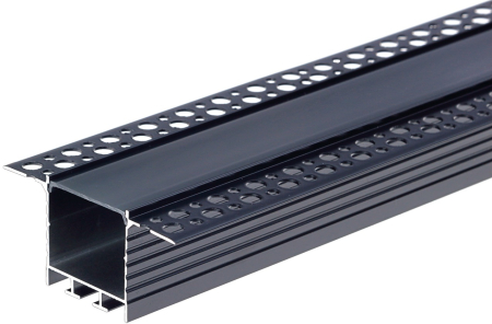 profile led - Profil aluminiu banda led 2m, tencuibil, 72x35mm, Corp negru/Capac negru, Optonica 5124