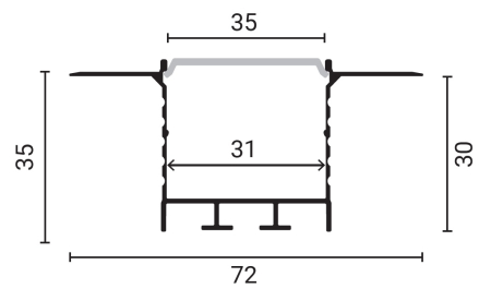 Profil aluminiu banda led 2m, tencuibil, 72x35mm, Corp negru/Capac alb, Optonica 5125 [1]