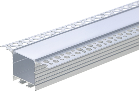 profile led - Profil aluminiu banda led 2m, tencuibil, 72x35mm, Corp argintiu/Capac alb, Optonica 5123