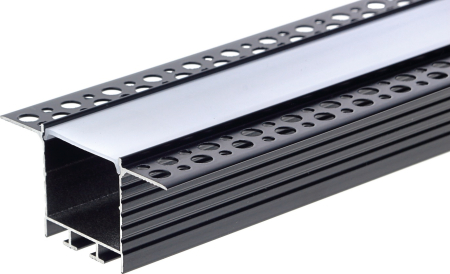 profile led - Profil aluminiu banda led 2m, tencuibil, 72x35mm, Corp negru/Capac alb, Optonica 5125