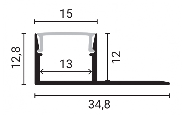 Profil aluminiu banda led 2m, tencuibil o latura, Corp argintiu, Capac alb, Optonica 5144 [1]
