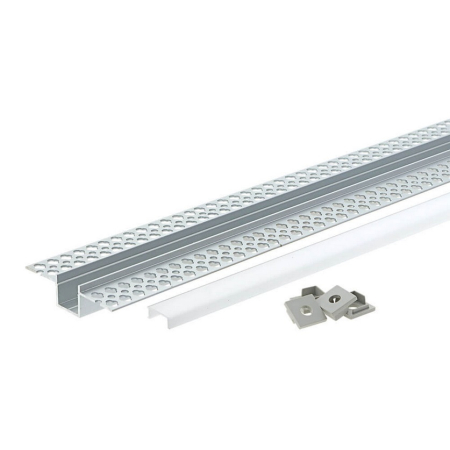 Profil aluminiu banda led, tip U cu margini, pentru tencuit, lungime 2m, culoare gri natur, Optonica 5162 [2]