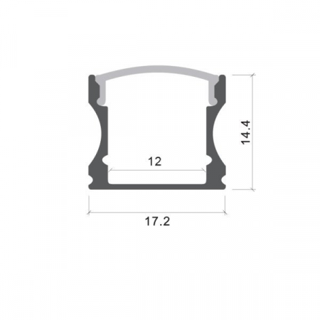 Profil aluminiu banda led, tip U, latura 12mm, lungime 2m, culoare gri natur, Optonica 5175 [1]