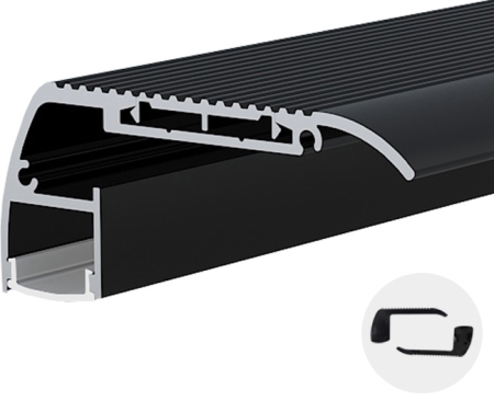 Profil din aluminiu pentru bandă LED, corp negru/capac alb, L=2M, Optonica 15134 [1]