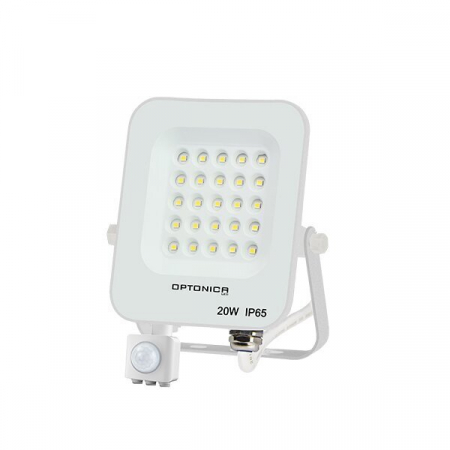 proiectoare led de exterior - Proiector led de exterior, IP65,  cu senzor, corp alb, Optonica 5765