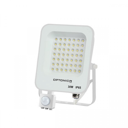 proiectoare led de exterior - Proiector led de exterior, IP65,  cu senzor, corp alb, Optonica 5766