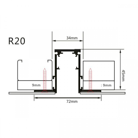 Sina magnetica incastrata cu 3 circuite R20, lungime 1m, Optonica 5367 [1]