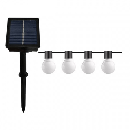 Sir luminos exterior - Sir luminos cu panou solar, cu becuri alb laptos G50, 7m lungime, Optonica 9094