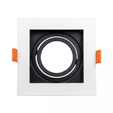 Spot incastrat, patrat, corp alb, cu interior negru, aluminiu, Optonica 2052 [1]