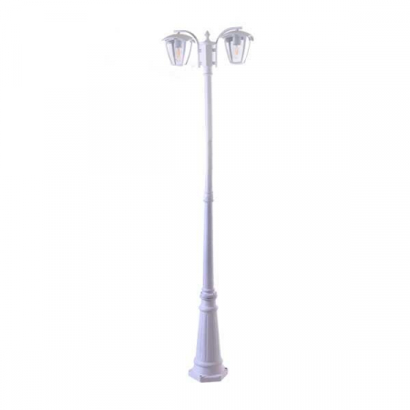 Lampi led gradina - Stalp ornamental led, inaltime 200cm, corp alb mat, soclu 2xE28, Optonica 9314