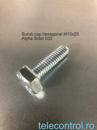 sisteme montaj fotovoltaice - Surub cap hexagonal M10x25, zinc, Alpha Solar 032