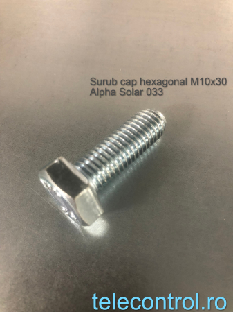 sisteme montaj fotovoltaice - Surub cap hexagonal M10x30, zinc, Alpha Solar 033