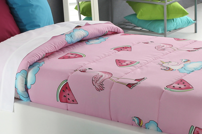 Cuvertura matlasata PINK AG unicorn, fixa pentru pat de 90 cm x 200 cm [3]