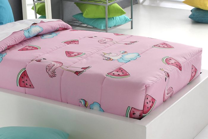 Cuvertura matlasata PINK AG unicorn, fixa pentru pat de 90 cm x 200 cm [2]