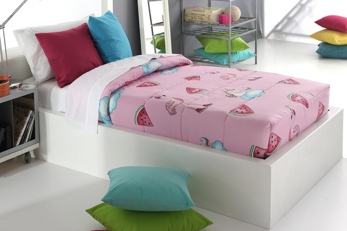 Cuvertura matlasata PINK AG unicorn, fixa pentru pat de 90 cm x 200 cm [1]