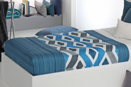Cuvertura matlasata MORGAN AG albastru, fixa pentru pat de 90 cm x 200 cm [1]