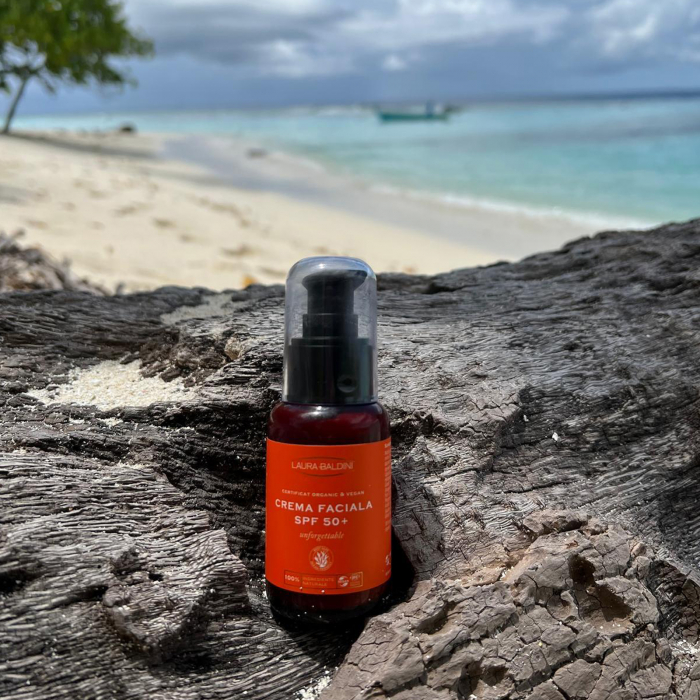 Crema faciala SPF50+ UNFORGETTABLE, 100% ingrediente naturale, ORGANIC & VEGAN & REEF SAFE, Laura Baldini, 50ml [2]
