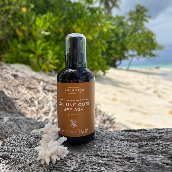 Lotiune corp SPF 30+ GOLDEN HOURS, 100% ingrediente naturale, ORGANIC & VEGAN & REEF SAFE, Laura Baldini, 200ml [7]