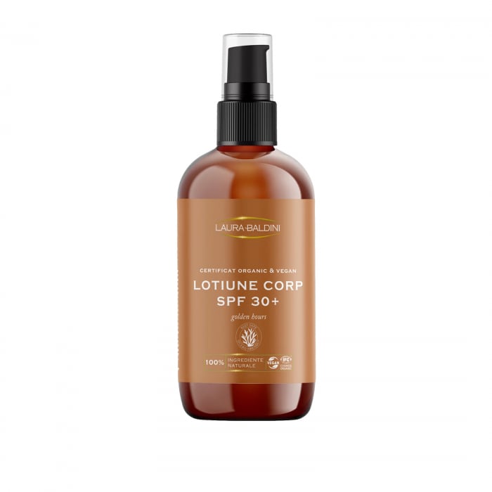 Lotiune corp SPF 30+ GOLDEN HOURS, 100% ingrediente naturale, ORGANIC & VEGAN & REEF SAFE, Laura Baldini, 200ml [1]