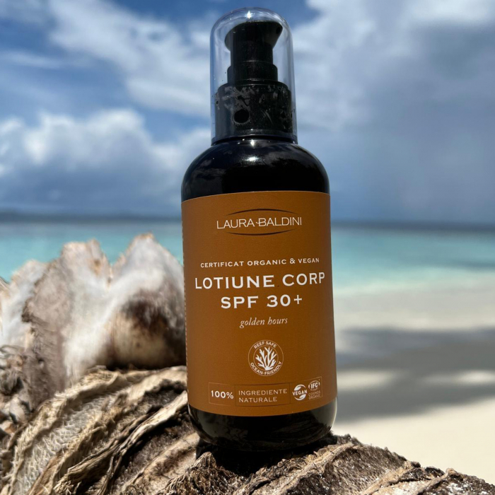 Lotiune corp SPF 30+ GOLDEN HOURS, 100% ingrediente naturale, ORGANIC & VEGAN & REEF SAFE, Laura Baldini, 200ml [2]