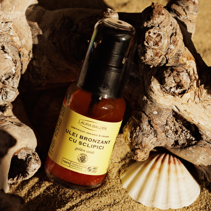 Ulei bronzant cu sclipici GOLDEN SANDS, 100% ingrediente naturale, ORGANIC & VEGAN & REEF SAFE, Laura Baldini, 50ml [9]