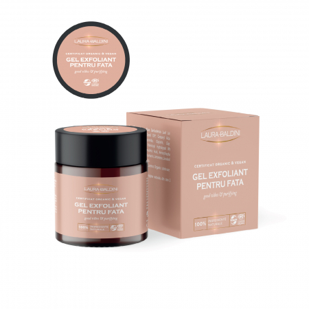 Ten - Gel exfoliant pentru fata GOOD VIBES, 100% ingrediente naturale, ORGANIC & VEGAN, Laura Baldini, 100 ml