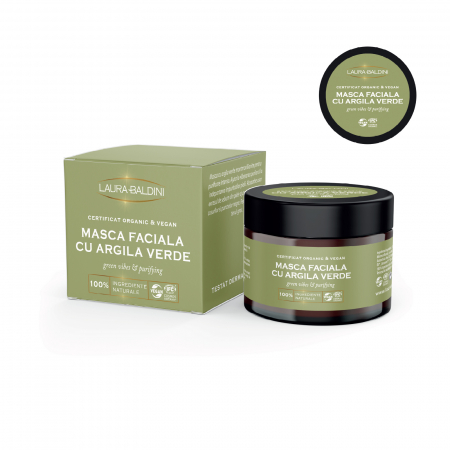 Ten - Masca purificatoare cu argila verde GREEN VIBES, 100% ingrediente naturale, ORGANIC & VEGAN, Laura Baldini, 50 ml
