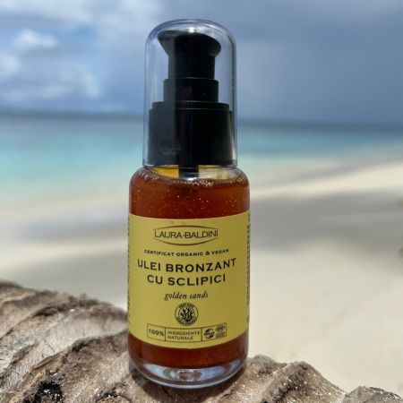 Ulei bronzant cu sclipici GOLDEN SANDS, 100% ingrediente naturale, ORGANIC & VEGAN & REEF SAFE, Laura Baldini, 50ml [1]