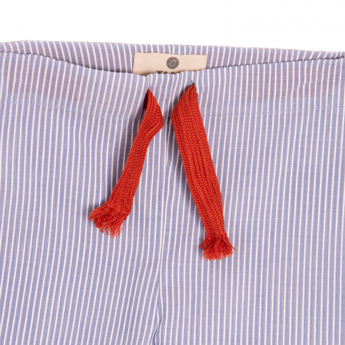 Pantaloni vară bleu cu dungi albe [3]