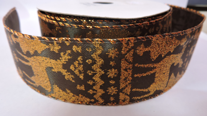 Banda decorativa cu reni- maro-auriu  4 cm latime- pret/1m [2]