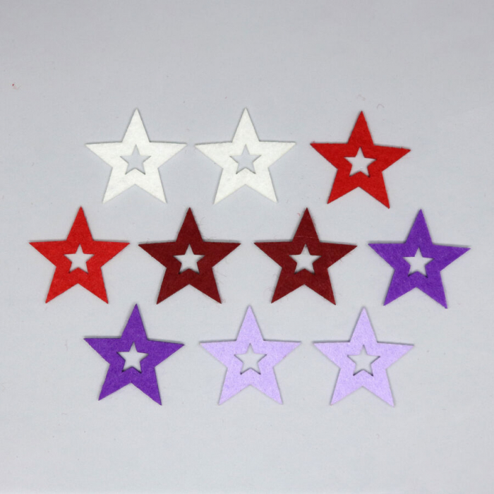 Figurine din fetru - stelute mini multicolor 2.5 cm (10 buc/set) [1]