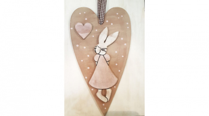 Figurine din lemn - iepure cu inima 25cm [2]
