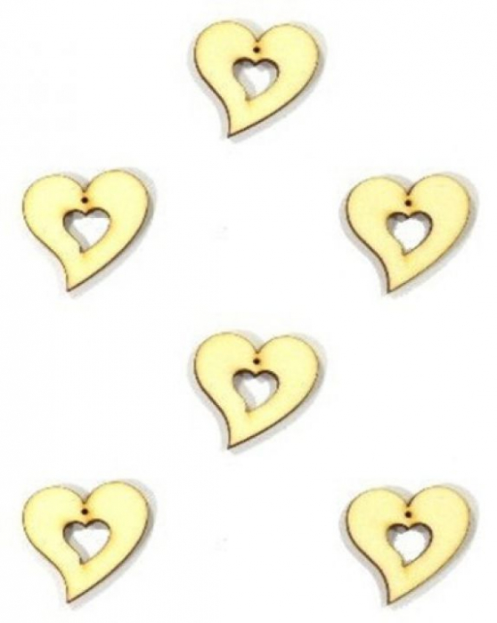 Figurine din lemn- inimioara perforata cu varf indoit(3cm, 6buc/set) [1]