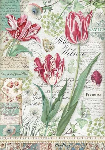 Hartie de orez pt. decoupage A4- lalele roz [1]