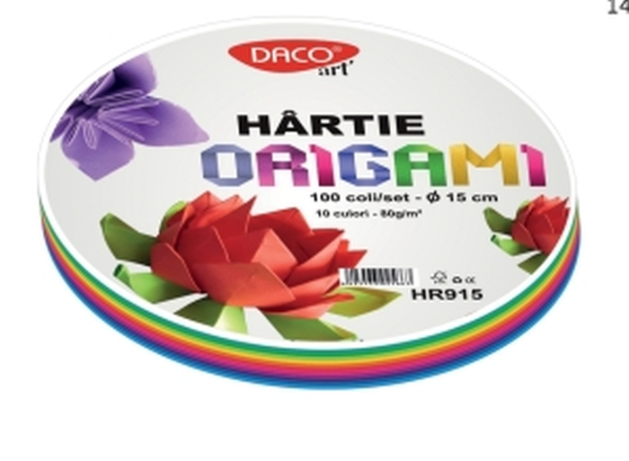 Hartie Origami 15 cm, 100/set Daco, 80 gr/mp, 10 culori [1]