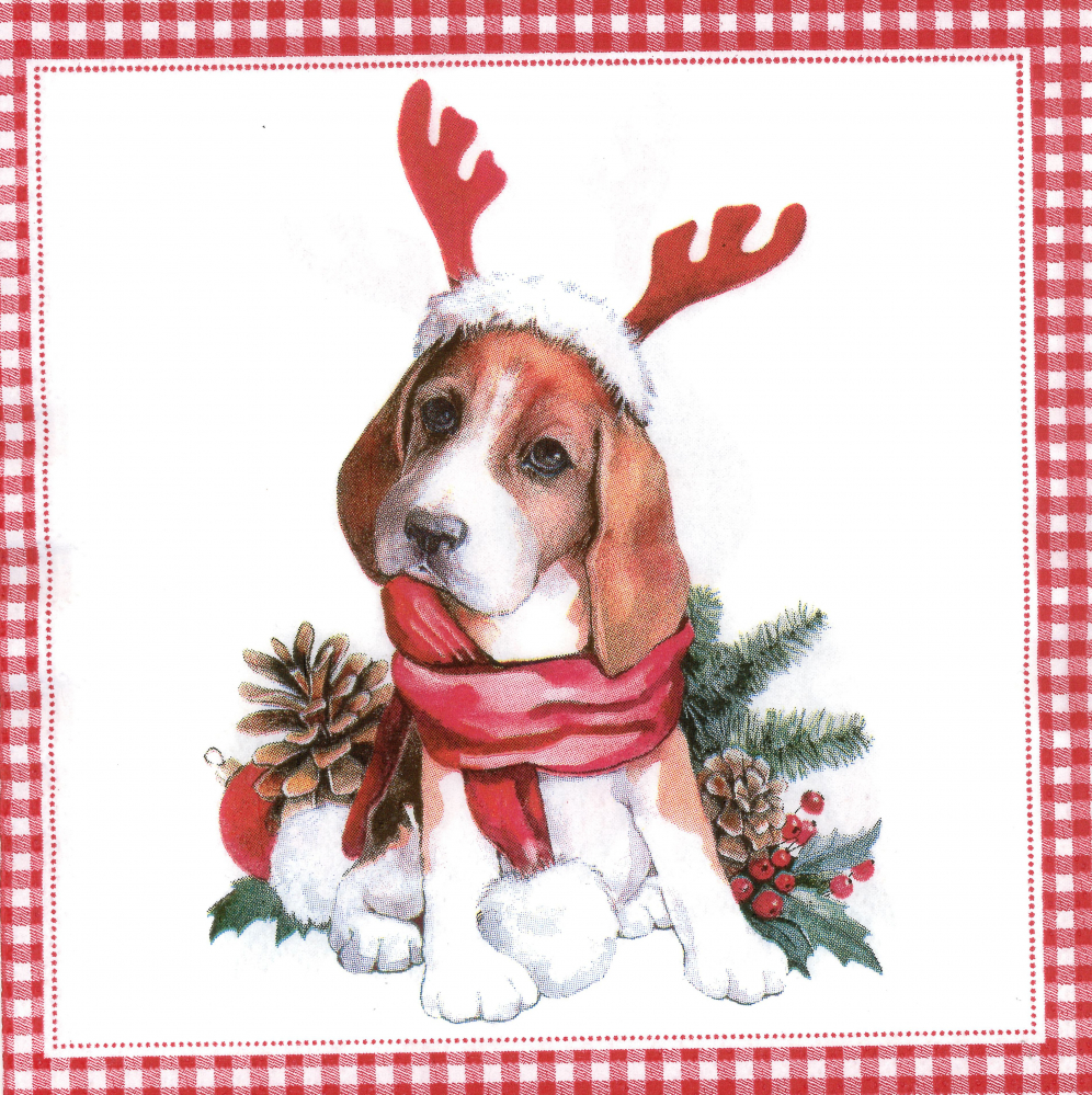 Servetel decorativ beagle de craciun  30 x 30 cm [1]