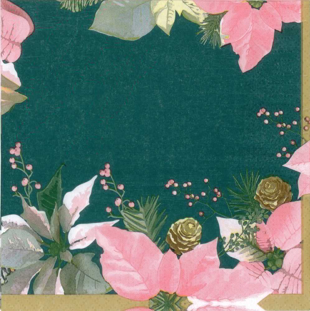 Servetel decorativ craciunita roz 30 x 30 cm [1]
