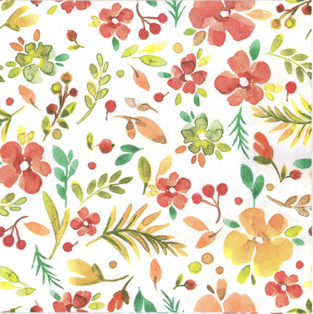 Servetel decorativ flori portocalii- 33 x33 cm [1]