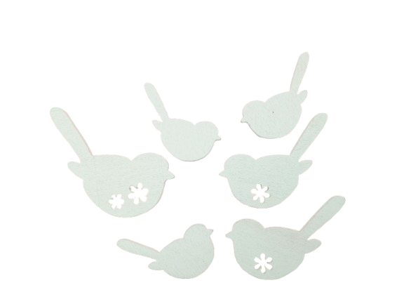 Set 6 pasari verde menta din lemn de dif. marimi [5]