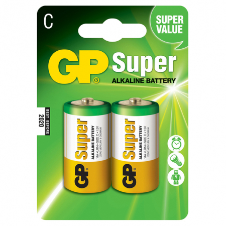 Baterii, Acumlatori - Baterie 1.5V ALCALINE R14 GP, set 2 buc