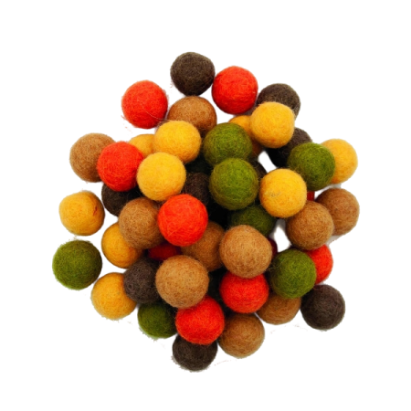Fetru 100% - Bile din lana 18 mm - asortate, 25 buc